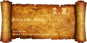 Koczián Máté névjegykártya